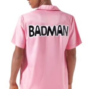 New Men’s Badman Pink Short Sleeve Button-Up Shirt Costume